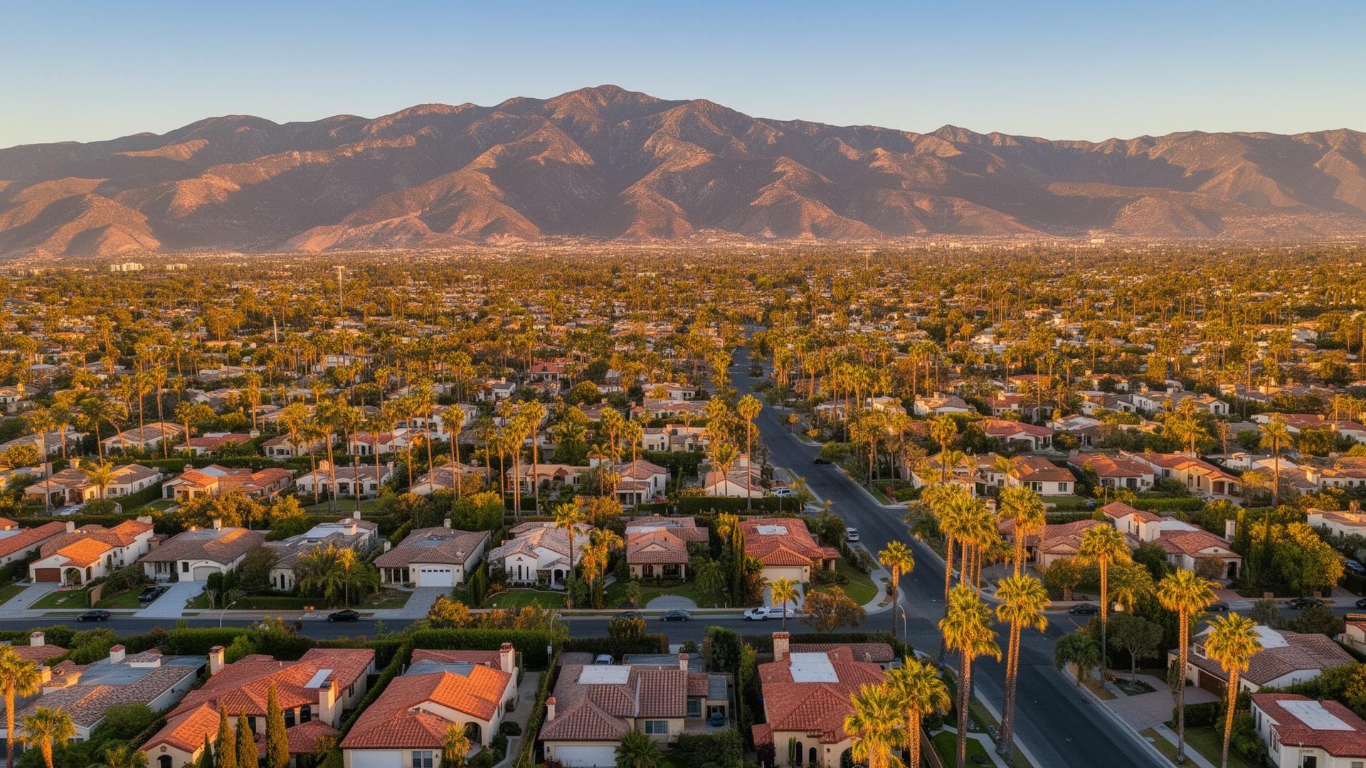 Corona California neighborhood with beautiful homes